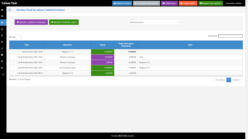4.2.8 Gestion de fond de caisse