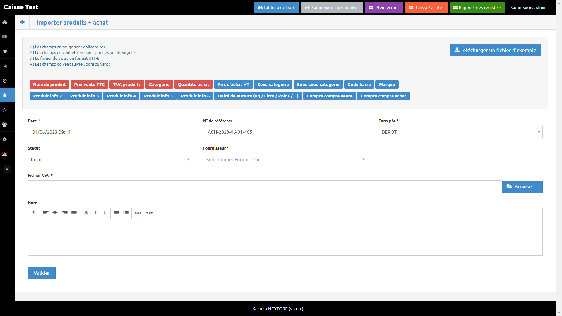 4.5.4 Importer produits + achat